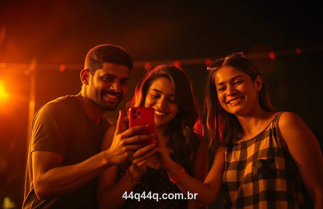 Amigos brasileiros usando o 44Q juntos à noite