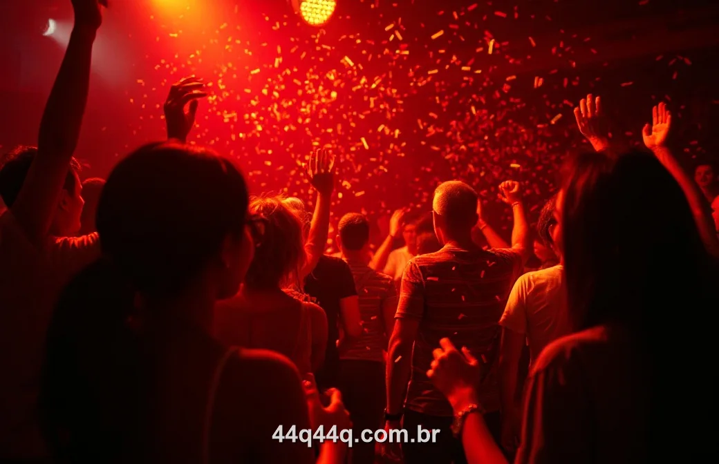 Brasileiros comemorando juntos numa festa à noite